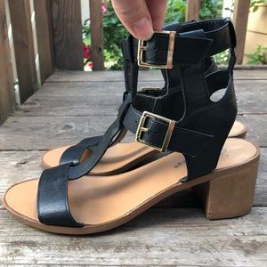 Breckelles Black boho sandals with straps/buckles